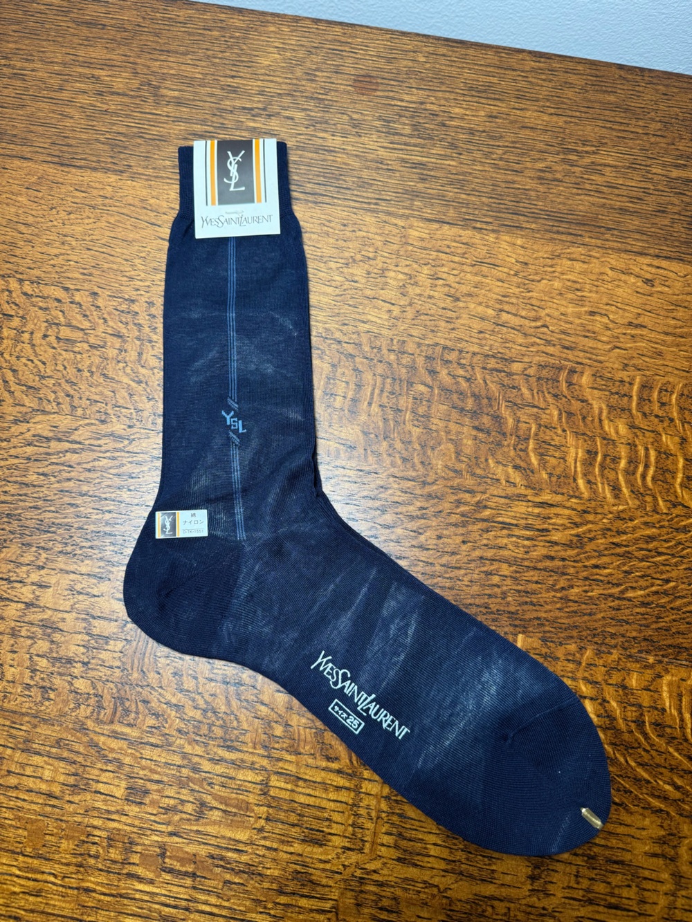 NWT Yves Saint Laurent Vintage Navy Blue Dress Sock